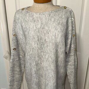 Womens Lilly Pulitzer SMALL Arna pullover heather gray cozy w/ button sleeve,